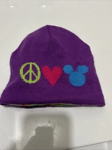 Disney Mickey Mouse Herz Beanie Mütze lila Argyle grün wendbar - Bild 1 von 4