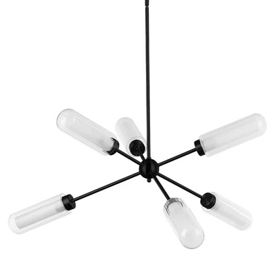 Lámpara de araña Sputnik Dainolite BBA-406C Balbina 6 luces 40" W - negra Foto 1 de 4