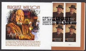 Bloque de placas Black Heritage August Wilson (5555) 2021 - Panda Cachets FDC TC694 - Imagen 1 de 1