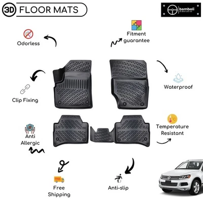 Alfombrilla interior coche moldeada 3D para Volkswagen Touareg 2016-2021 (negro) Foto 1 de 4