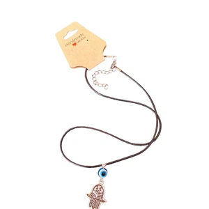 Evil Eye Charm Necklace on Black Cord. UK Stock. Handmade - Picture 1 of 3