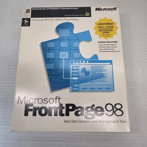 Vintage Microsoft FrontPage 98 Webdesign Software CD-ROM komplett mit Handbuch UNGETESTET - Bild 1 von 14