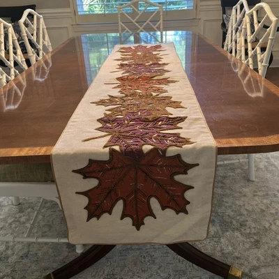 Fall Orange Yellow PurpleGoldTable Runners Decorations 16x 71Inch Maples Leaves - Image 1 of 4
