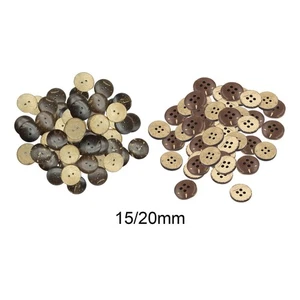 100Pcs Natural Coconut Shell Buttons DIY Handmade Knitting for Coat Clothes - Picture 1 of 29