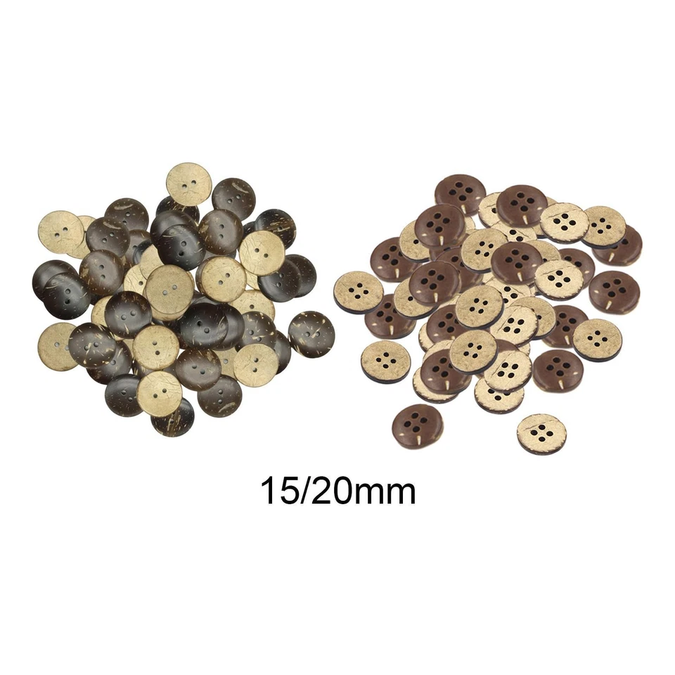 100Pcs Natural Coconut Shell Buttons DIY Handmade Knitting for Coat Clothes - Image 1 of 1