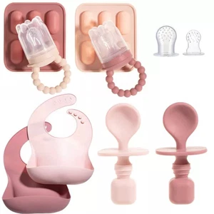 Baby Feeding Set - Fruit Feeders, Silicone Bibs & Baby Spoons - Picture 1 of 10