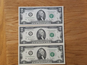 2013 $2 ATLANTA UNC/GEM STAR NOTE Lot (3) F00348423*-F00348425* 640K PRINTED - Picture 1 of 5