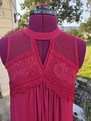 Xhilaration Burgandy Lacey Top Mini Dress. Size Small. New With Tags. - Image 1 of 4