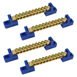 4PCS Grounding Bus Bar 10 Positions Electrical Ground Bus Bars Brass Wire Screw - Picture 1 of 12