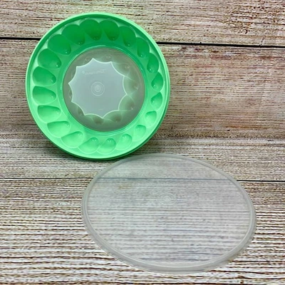 Tupperware Jello Mold Green Jel Ring Mold 1201-4 1202-1 & Lid 1203-5 Vintage - Image 1 of 4