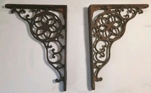2 soportes de estante de hierro fundido ornamentados de colección - Imagen 1 de 12