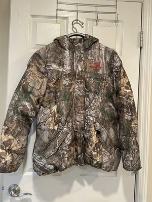 Realtree Puffer Jacket Camo Down Zip Hoodie Size XL - Image 1 of 4