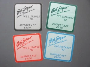Bob Seger satin cloth backstage pass stickers FOUR The Distance 83 Squares OTTO - Picture 1 of 1