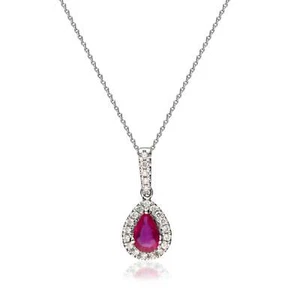 Gin and Grace Sierra 10K White Gold Pear-Cut Ruby Pendant - Picture 1 of 4