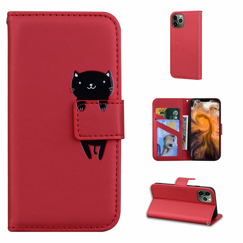 For iPhone 13 11 12 14 15 16 Pro Max 7 8 Cute PU Leather Flip Wallet Card Case - Image 1 of 1