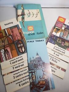Two 1967 Vintage Qty 8 Shell Touring Italian  Road Maps 4 Languages 