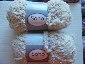 Soho Sherpa Soft fuzzy super bulky yarn, Creamy, lot of 2 (43 yds ea) - Picture 1 of 2