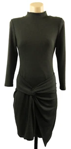 FOREVER NEW Green Stretch Knit Faux Wrap Knot Dress Womens Size 8 3/4 Sleeve - Picture 1 of 9