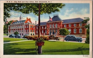 City Hall and Post Office, New Brunswick NJ c1944 Linen Postcard - Picture 1 of 2