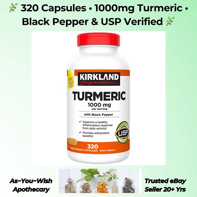 320 Cápsulas Cúrcuma 1000mg Pimienta Negra Curcumina Exp: 01/2027 USP Verificado Foto 1 de 4