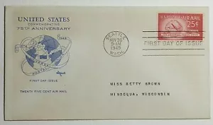 1949 UPU Grimsland Universal Postal Union 75th Anv. First Day Cover 25c SC #C44 - Picture 1 of 2
