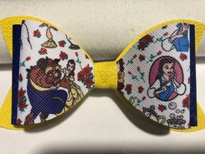 BEAUTY AND THE BEAST 3 LAYER HAIR BOW. YELLOW, PURPLE AND WHITE. 4.5" X 2.5", - Picture 1 of 3
