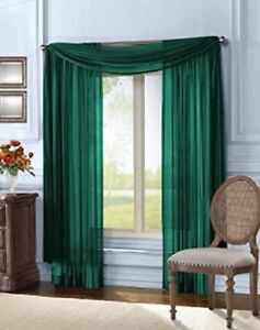 3 Piece Sheer Voile Curtain Panel Drape Set Includes 2 Panels and 1 Scarf