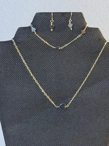 14k gold filled Hematite Heart necklace set women Custom Made - Picture 1 of 1