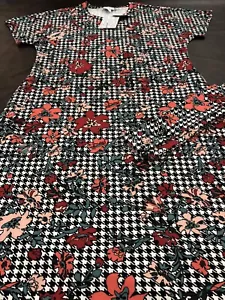 Marly Lularoe Dress Black White Houndstooth Floral Knee Length L 14-16 Unicorn - Foto 1 di 9