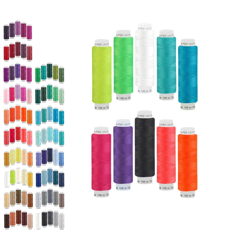 10 Spulen Unipoly Nähgarn je 100m 120 TEX14x2 Nähfaden Allesnäher Allzweckgarn - Bild 1 von 1