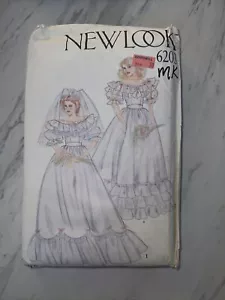 NEW LOOK Pattern 6203 Wedding Dress Princess Diana Style 1980s Sz 8-18 VTG Uncut - Picture 1 of 11