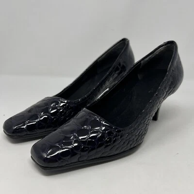 Aerosoles Para Mujer Talla US 7.5 Tacones Zapatos Hermosos Cuero Púrpura Patrón Serpiente Foto 1 de 4