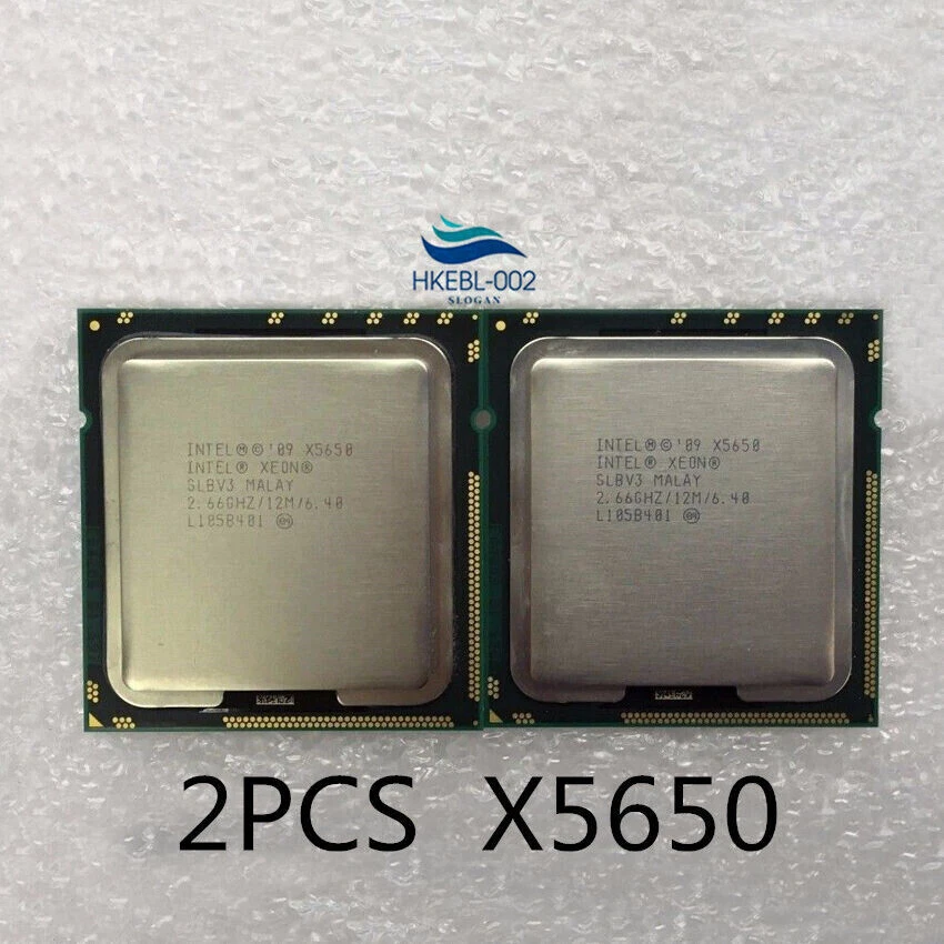 Matched Pair Intel Xeon X5650 2.66GHz 6.4GT/s12MB 6 Core 133MGHz CPU SLBV3 - Image 1 of 1