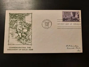 1948 FDC California Gold Centennial Cachet Coloma CA Garrett Park MD - Picture 1 of 2