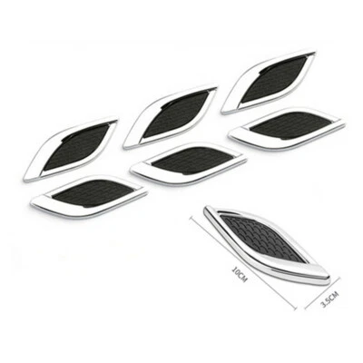 Adhesivo de metal cromado 3D falso ajuste de ventilación de aire apto para decoración de admisión de capó de guardabarros de coche Foto 1 de 4