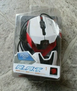Mad Catz R.A.T. 1 RAT 1 Optischer Sensor 3500DPI 2 Tasten Gaming Maus weiß rot - Bild 1 von 4