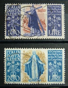 1948 Italia Aerea Series Birth Of Santa Caterina From Siena Used - Picture 1 of 2