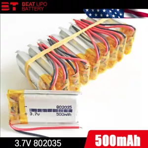 10 pcs 3.7V 500mAh Lipo li-Polymer Battery For MP3 MID DVD GPS bluetooth 802035 - Picture 1 of 6