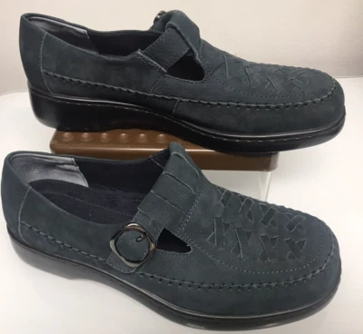 Zapatos mocasines para mujer St. John's Bay azul gamuza cuero sin cordones 11 W CC Foto 1 de 4