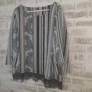 Chico's sz 4 20/22 Black Lace Drop Blouse Date Night - Imagen 1 de 7