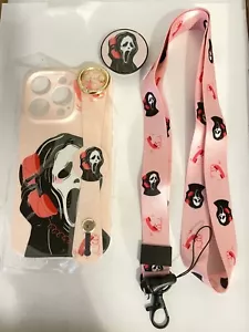 Fashion phone case with skeleton on phone pink iPhone 14pro - Picture 1 of 2