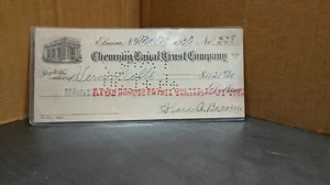 VINTAGE 1930 CHEMUNG CANAL TRUST COMPANY CHECK CASHED - Picture 1 of 2