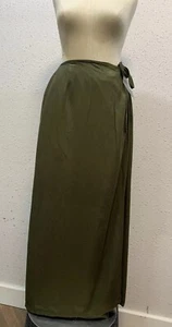 Jaclyn Smith Womans Side Tie Wrap Maxi skirt Large  Long Military Green Rayon - Picture 1 of 11