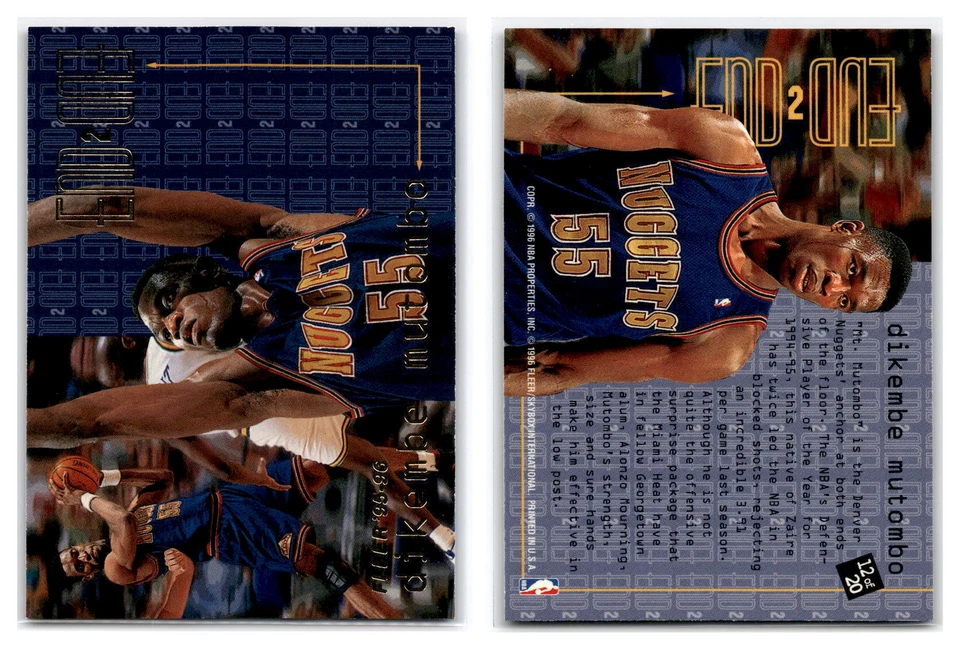 1995-96 Fleer End 2 End #12 Dikembe Mutombo - Denver Nuggets - Image 1 of 1