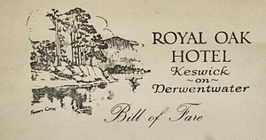 1952 Royal Oak Hotel Keswick on Derwentwater Dinner Menu England August 14th C2 - Picture 1 of 3