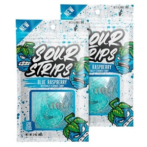 Sour Strips Blue Raspberry Candy Strips 3.7oz (1 Pack) - Picture 1 of 1