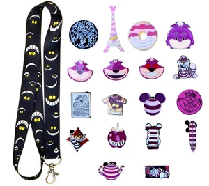 Cheshire Katze Thema Starter Schlüsselband Set mit 5 Disney Park Trading Pins ~ BRANDNEU - Bild 1 von 1