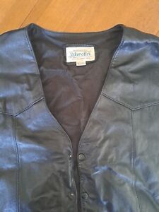 Vintage St Johns Bay Black Leather Vest Mens XXLT See Pics For Condition 