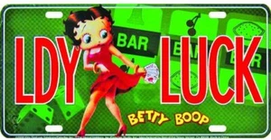 Betty Boop Lady Luck Metal License Plate, Green - Bild 1 von 1