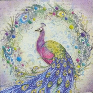 TWO Individual Napkins Peacock Birds Cocktail for Decoupage (1095) - Picture 1 of 3